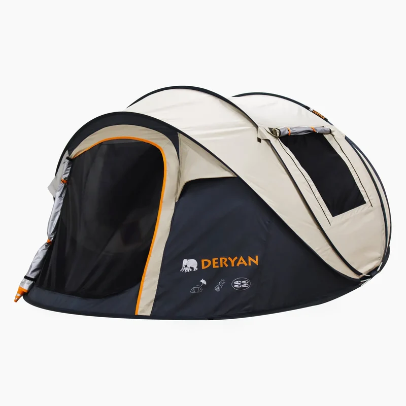 Lyxigt pop-up-tält – 5000 mm vattenpelare – Beige – 4 personer