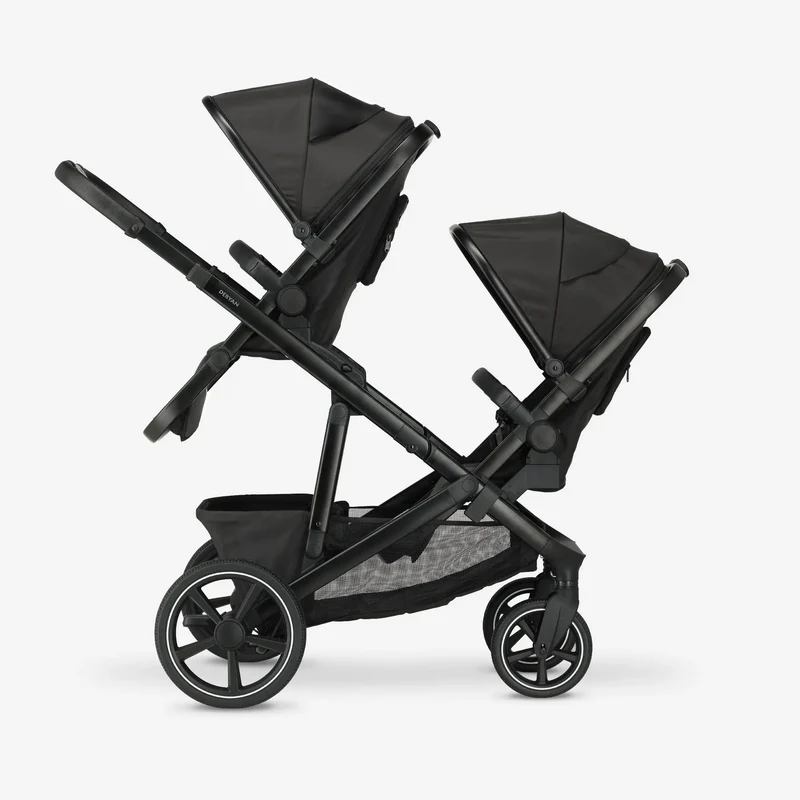 Evy² Duo barnvagn, svart, två sittplatser