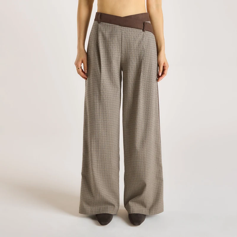 Houndstooth Byxor - Brun