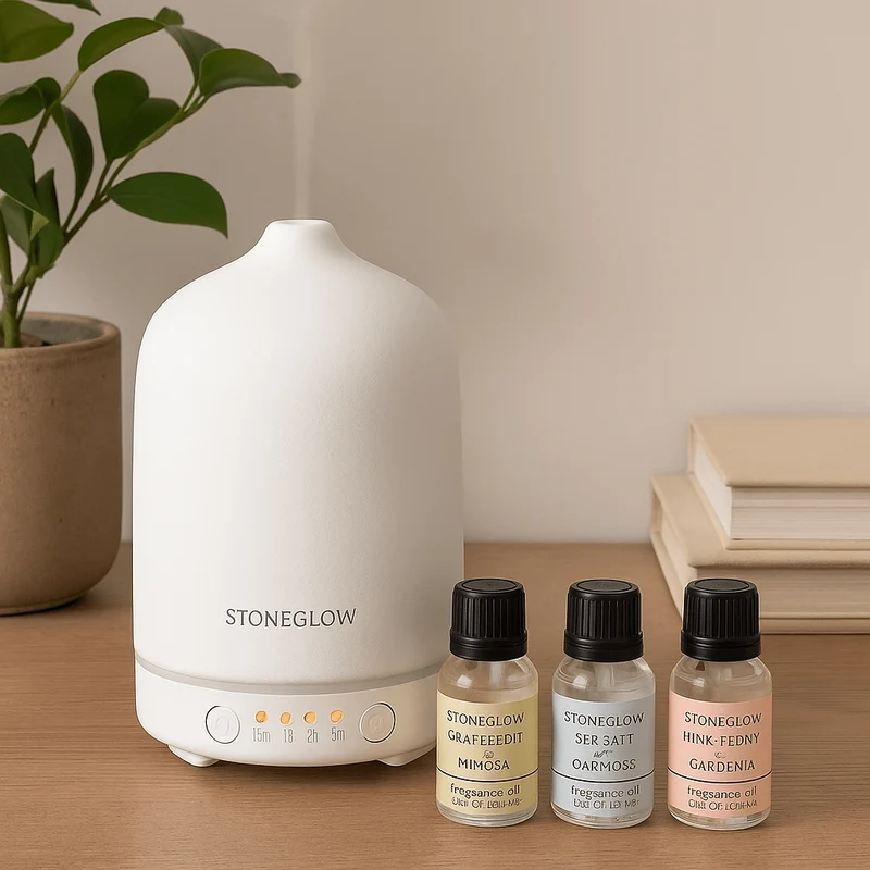 Aromadiffusör startpaket vit med 3 doftoljor