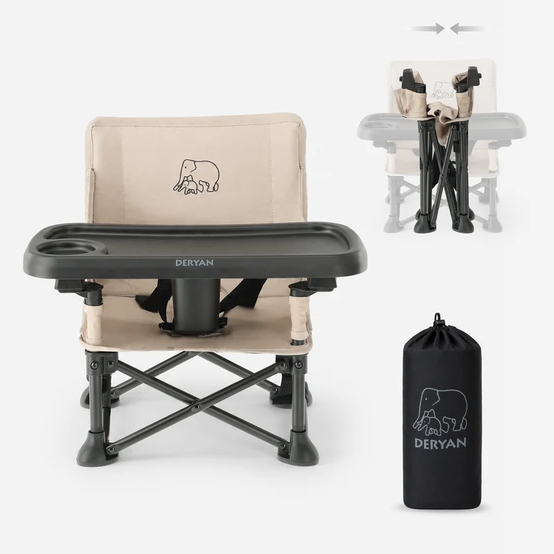 Pop 'N Sit Mini barnstol – hopfällbar sittförhöjare – Nougat
