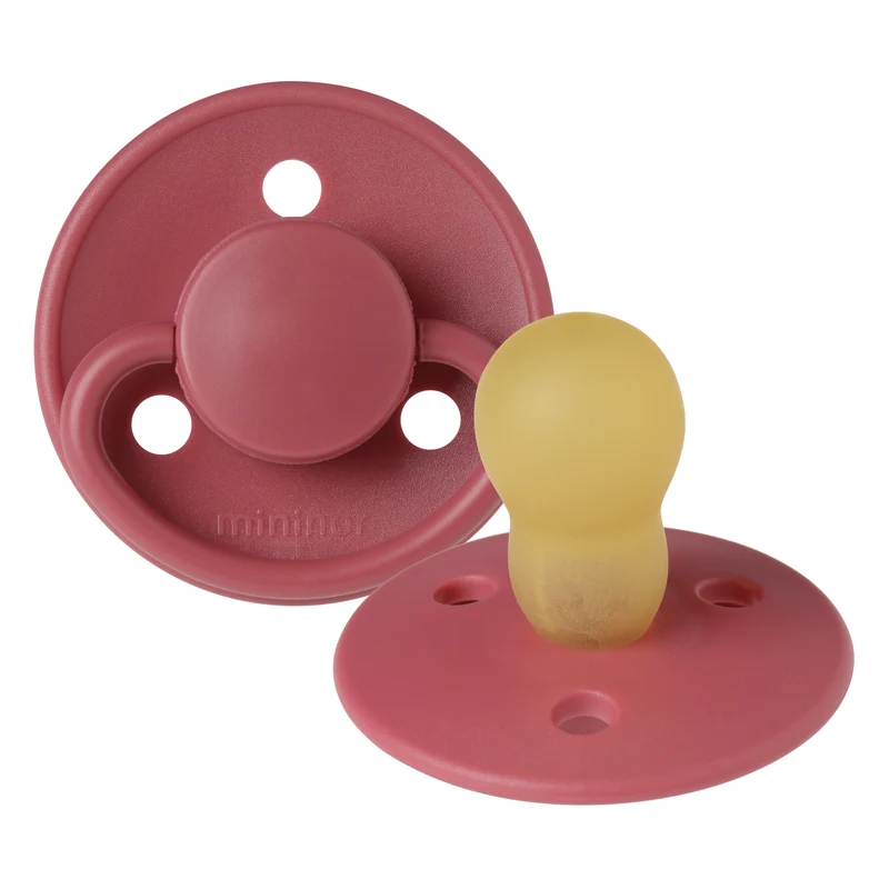 Mininor Round Pacifier Latex 12m "Rhubarb"