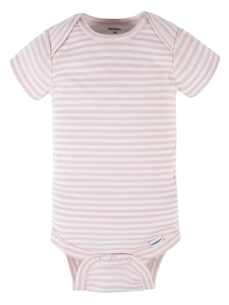 Body Μωρού κοντομάνικο από οργανικό βαμβάκι Pink/White