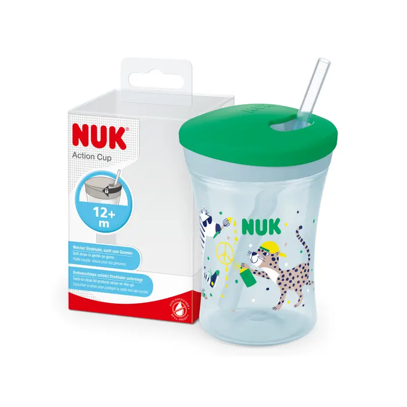 Nuk Action Cup Training Cup +12 Months Leopard (Green), 230 ml