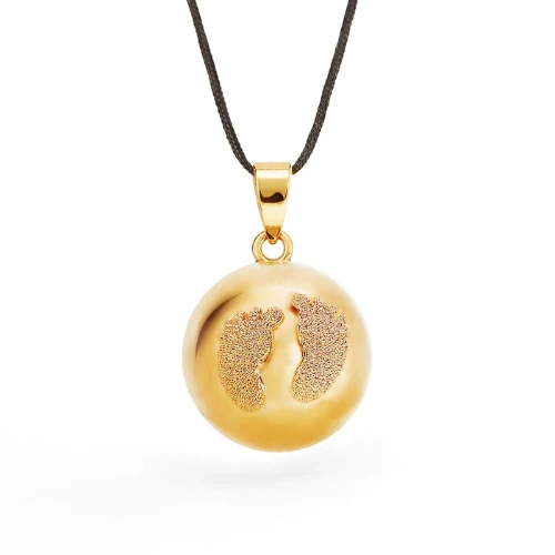 Μουσικό Μενταγιόν Εγκυμοσύνης Diamond Babyfeet Gold με κορδόνι