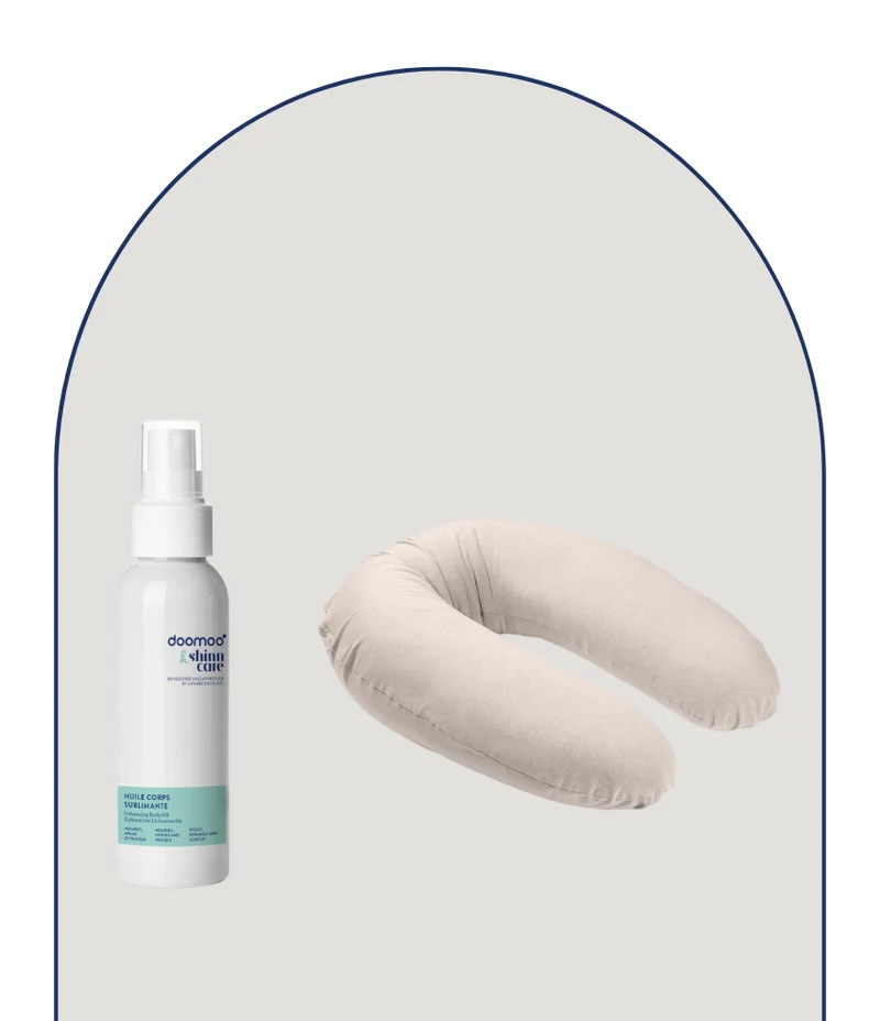 Duo essentiels grossesse coussin & son huile corps sublimante