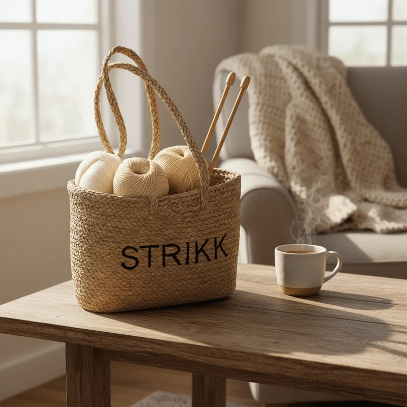 Kurvveske i flettat stick 38 x 30/65 cm