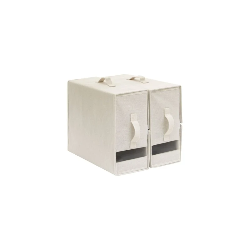 2-pk förvaringslådor till sängkläder beige
