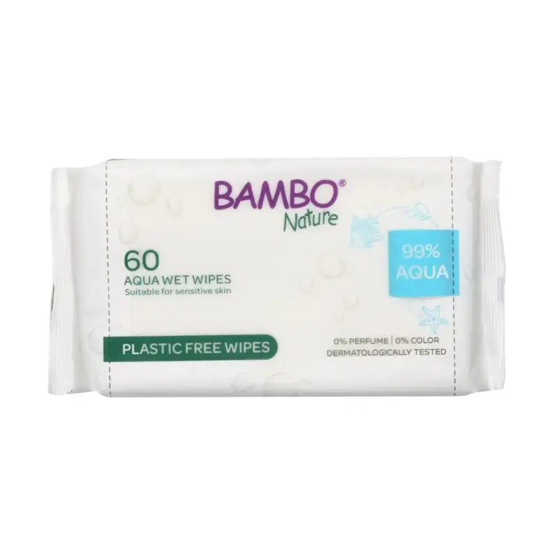 Bambo Nature Aqua Wet Wipes, 60 wipes