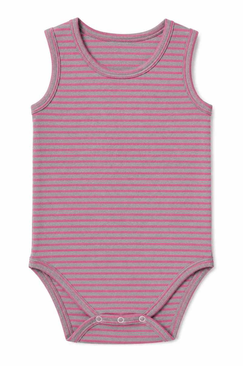 Body μωρού αμάνικο από οργανικό βαμβάκι 'Pink/Grey'