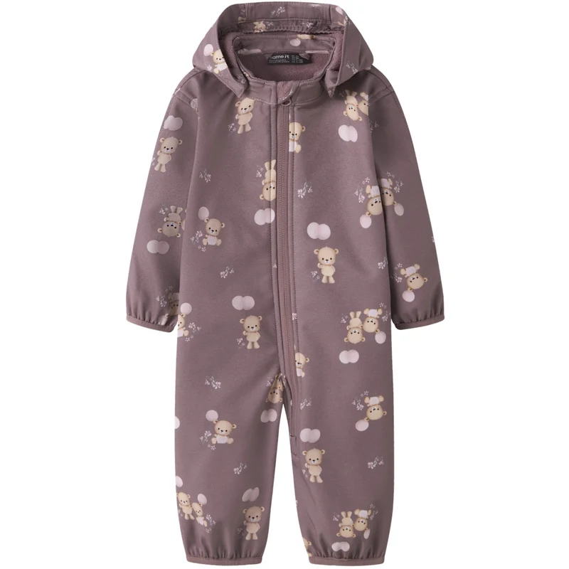 Name It Wistful Mauve Balloon Teddy Nbfalfa08 Softshell Drakt AOP Fo