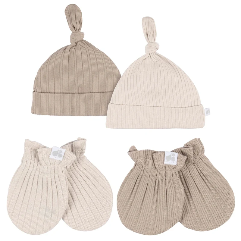 Just Born 4-Piece Hat and Mittens 0-6M