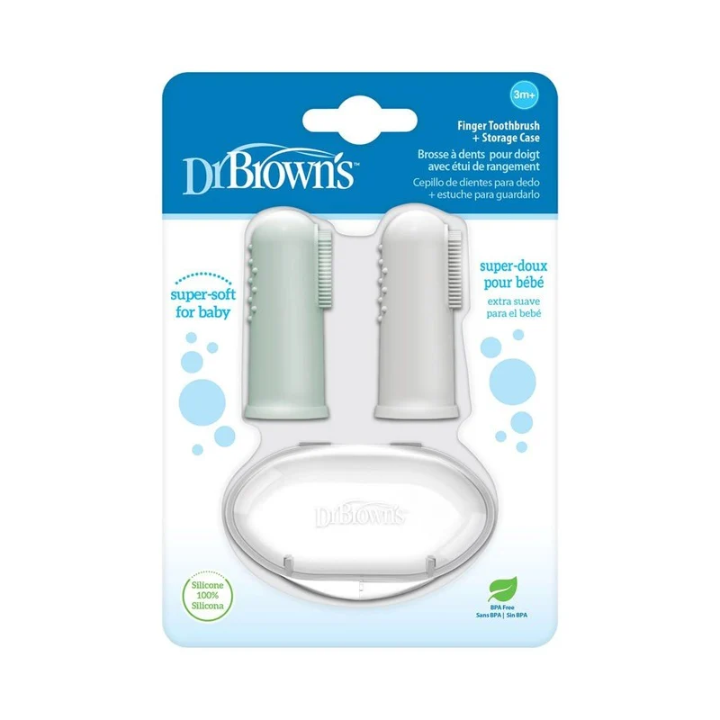 Dr. Brown’s Silicone Finger Toothbrush, 2-Pack with Case