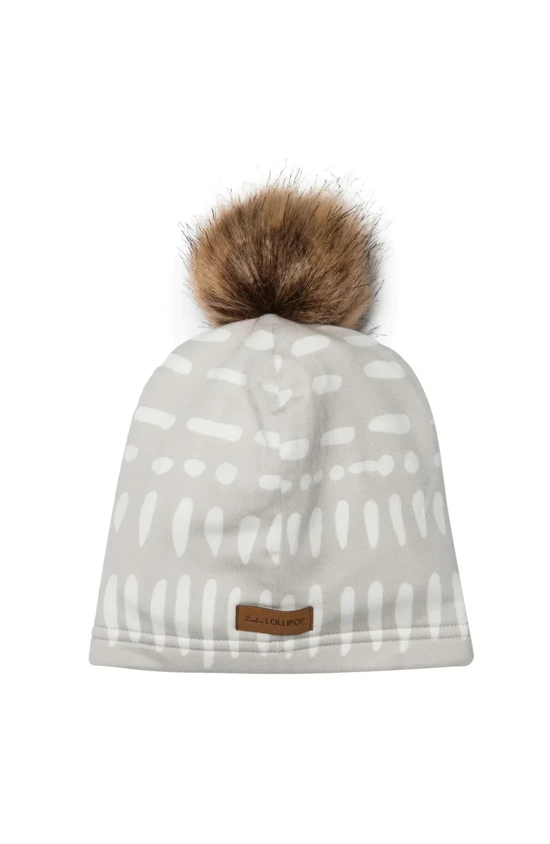 LOULOU LOLLIPOP - Pom Pom Hat Grey Mudcloth