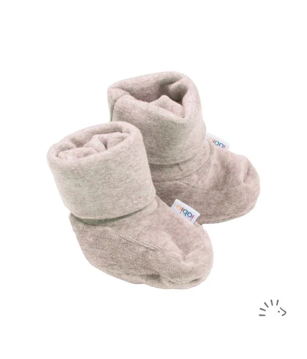 Παπουτσάκια 'Pull on' βελουτέ οργανικό βαμβάκι Beige Melange