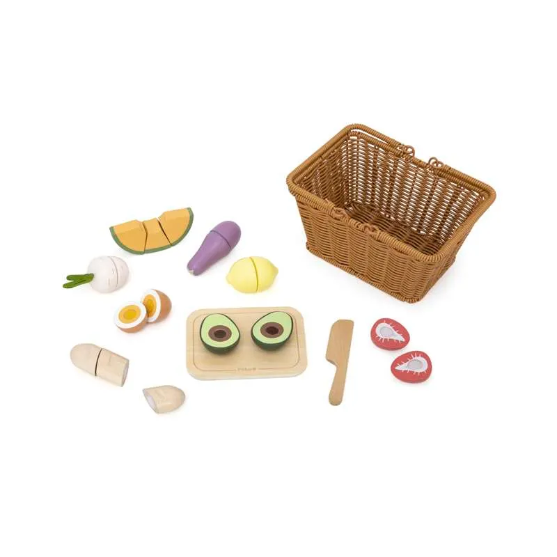 Kid'oh Play Food - Food items with basket and cutting board