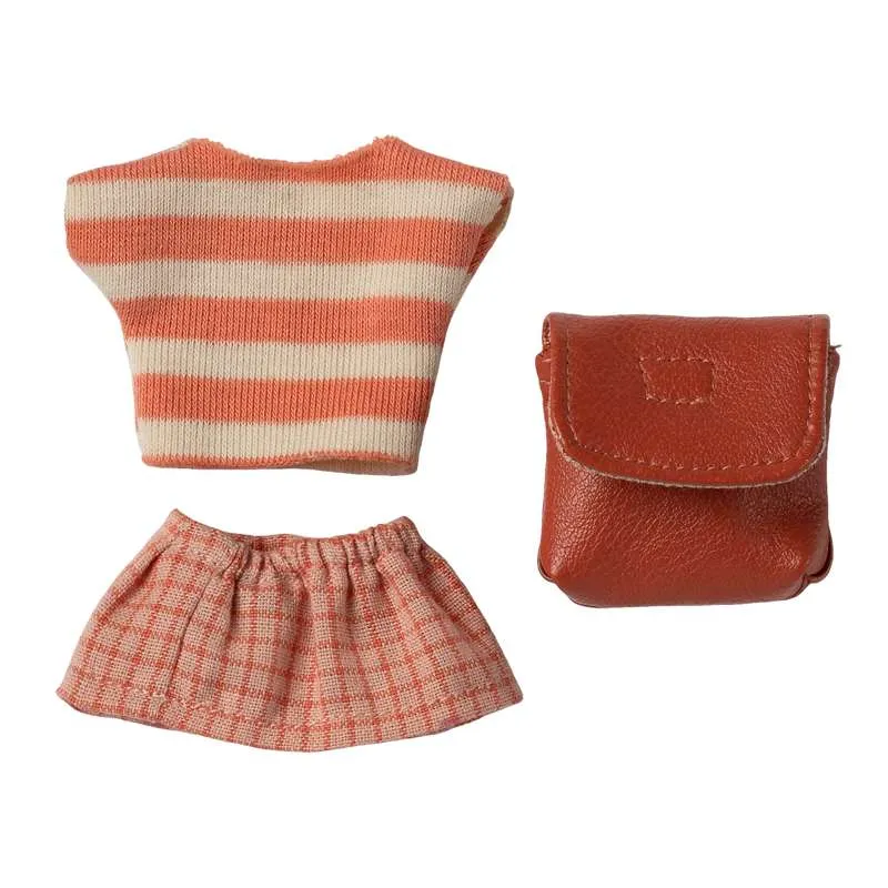 Maileg Clothes For Big Sister Mouse - Clothes and Bag - Coral