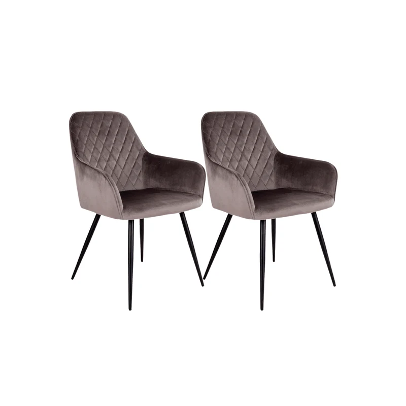 2-pk Harbo matstol ljusbrun velour