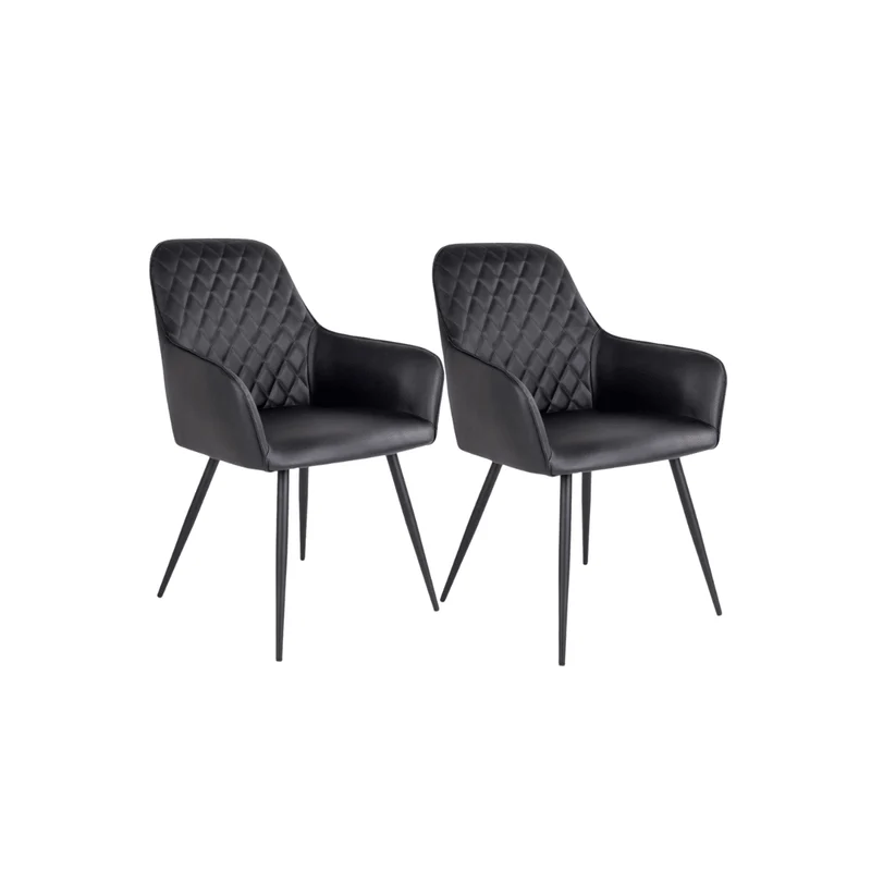 2-pk Harbo spisestolar svart PU-skinn