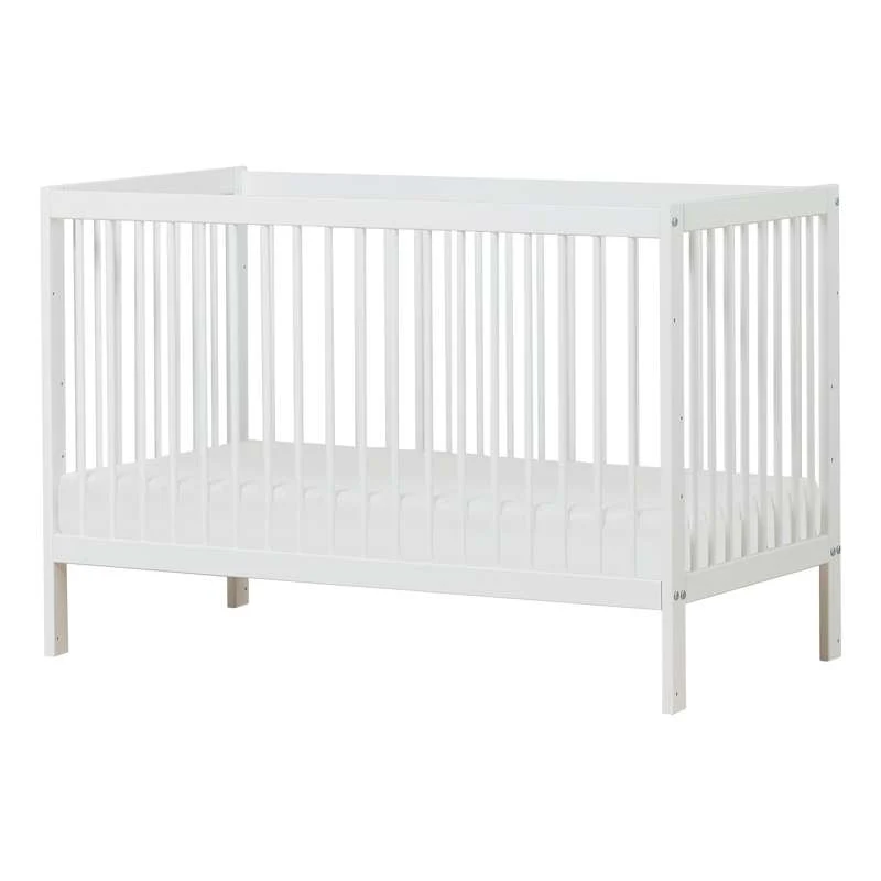Hoppekids IDA-MARIE - Babysäng m. Skummadrass - Justerbar Höjd och Sidopanel - Vit