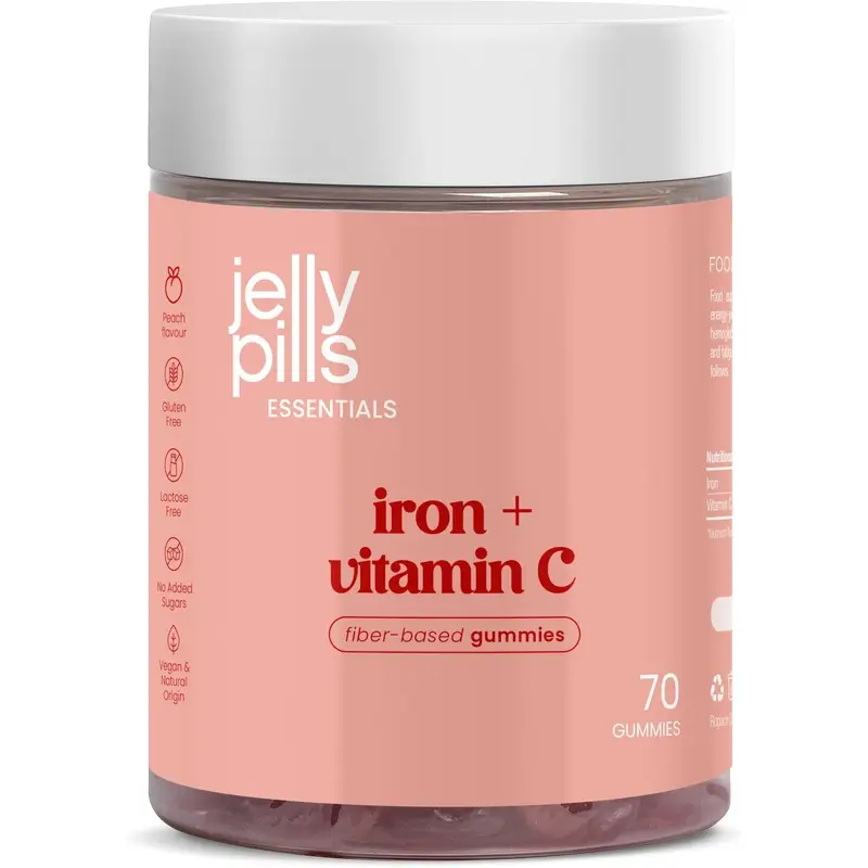 Jelly Pills: Iron + Vitamin C (Peach Flavour), 70 tablets