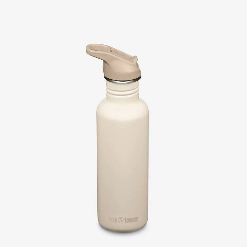Klean Kanteen Classic Water Bottle - Flip/Seal SportCap - 800ml - White Cap Gray