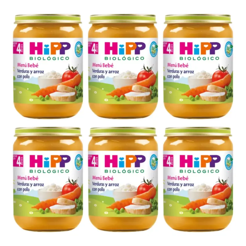 Hipp Bio Vegetable and Rice with Chicken Jar, Pack of 6 x 190 g