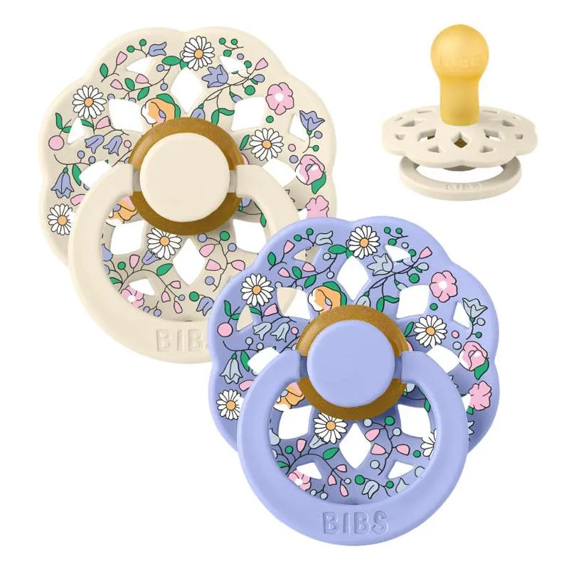 BIBS Rund bohem napp - 2-pack - strl. 1 - naturgummi - Liberty - Chloe Meadow/Ivory Mix