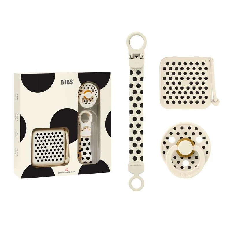 BIBS Baby Gåvoset - Soothe & Go - strl. 2 - Polka Studio - Ivory/Svart