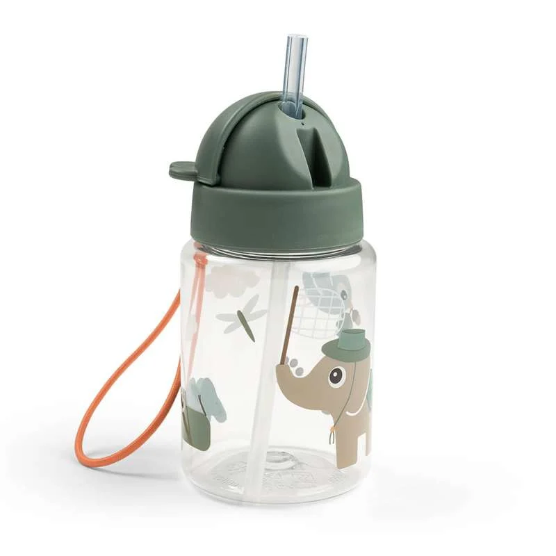 Done by Deer Dricksflaska m. sugrör - Tiny Trails - 280ml - Grön