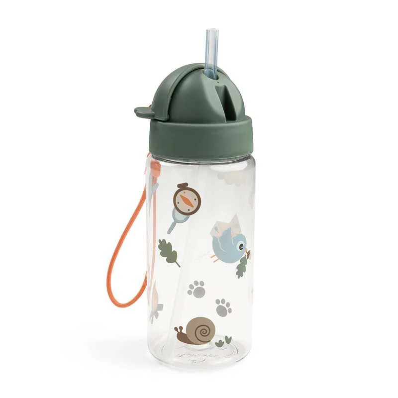 Done by Deer Drinking bottle with straw - Tiny Trails - 350ml - Green