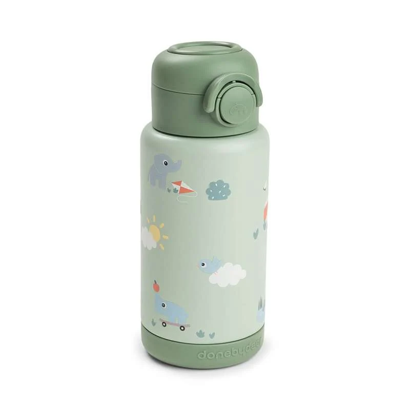 Done by Deer Termosflaska m. sugrör - Celebration - 340ml - Grön