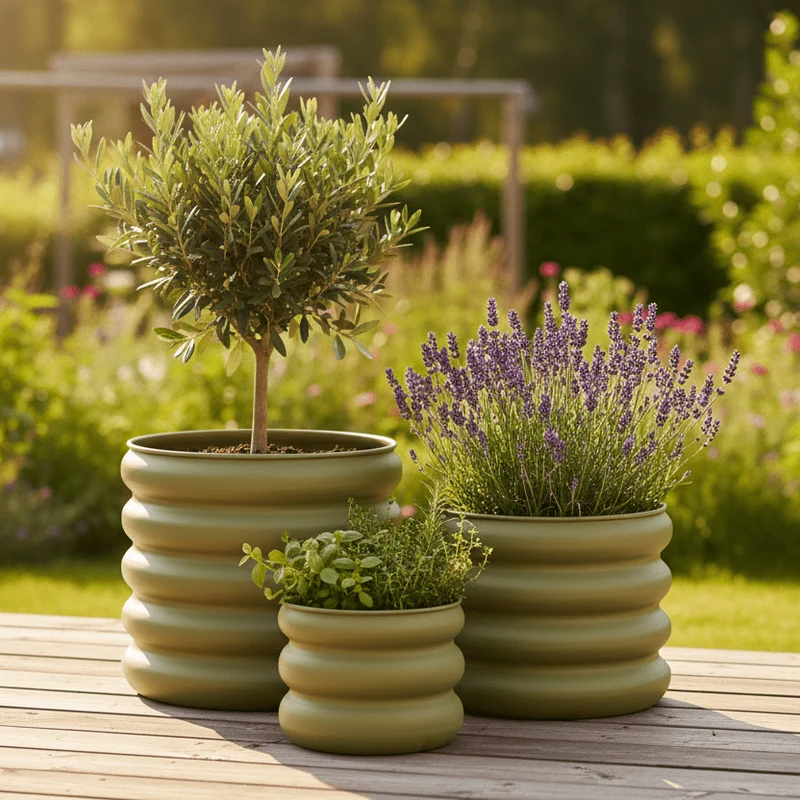 3-pack Blomkruka ljusgrön galvaniserat järn