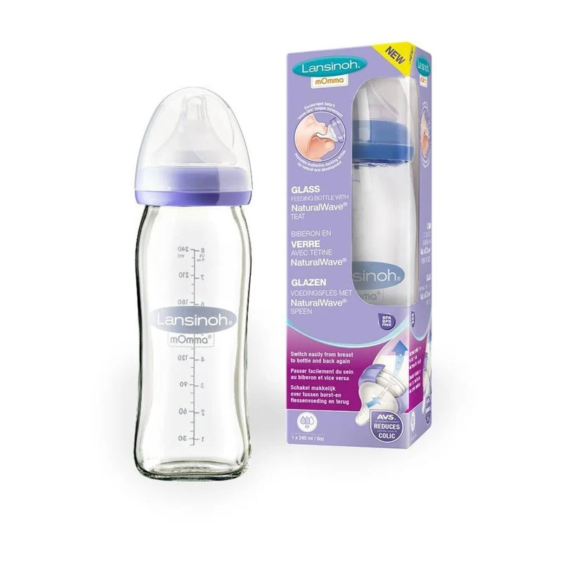 Γυάλινο Μπιμπερό 240ml με θηλή NaturalWave® Μεσαίας Ροής