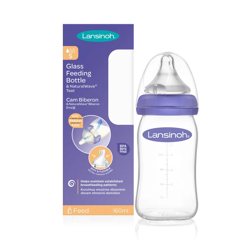 Γυάλινο Μπιμπερό 160ml με θηλή NaturalWave® Αργής Ροής