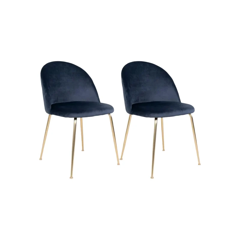 2-pk Geneve sammetspisestol blå