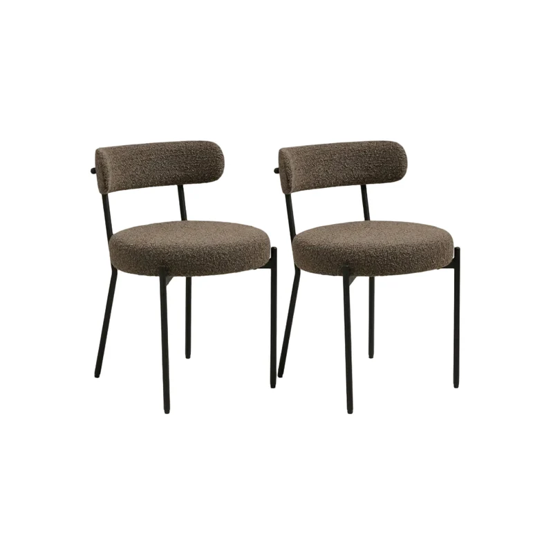 2-pk Badalona spisestol i bouclé brun