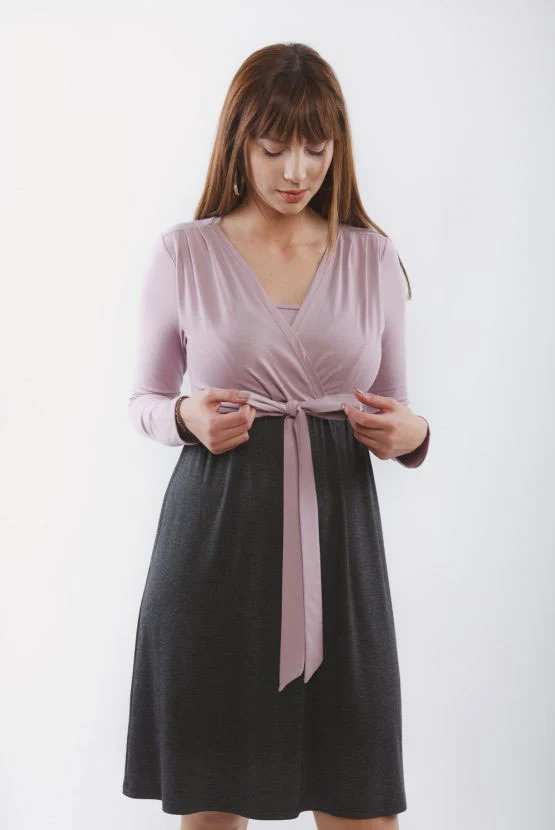 Φόρεμα Εγκυμοσύνης και Θηλασμού Pink Wrap Dress