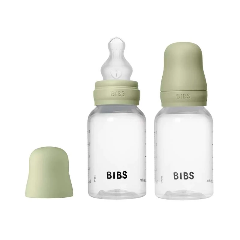 BIBS Bottle - Baby bottle set - Plastic - 2-pack - Silicone/Slow Flow/Round - 150ml - Sage