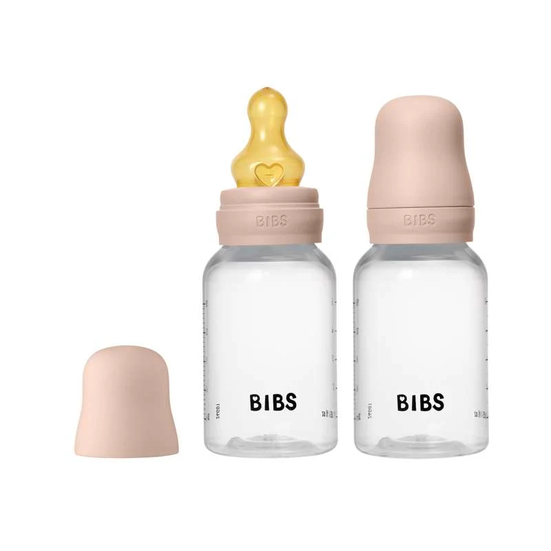 BIBS Bottle - Bottle set - Plastic - 2-pack - natural rubber/Slow Flow/Round - 150ml - Blush
