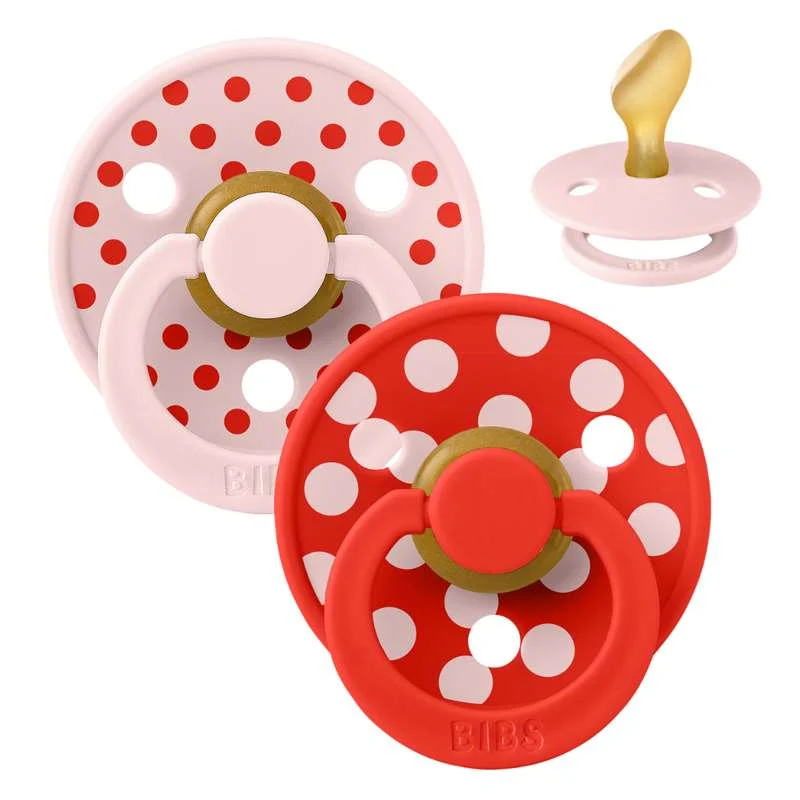 BIBS Anatomical Colour pacifier - 2-Pack - sz. 2 - natural rubber - Polka Studio - Blossom/Candy Apple