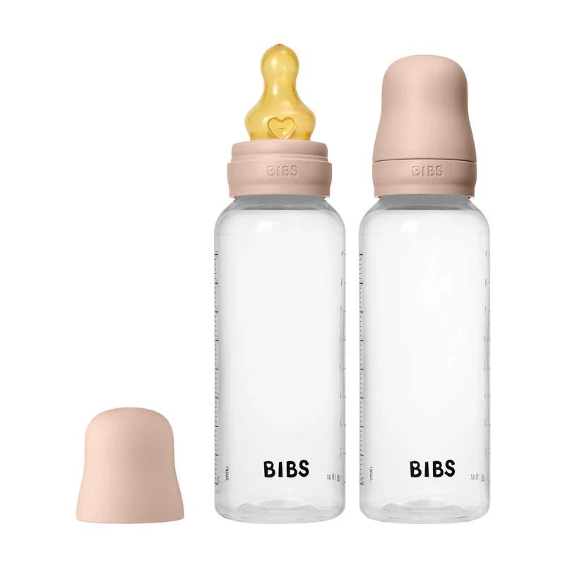 BIBS Bottle - Baby bottle set - Plastic - 2-pack - natural rubber/Medium Flow/Round - 270ml - Blush