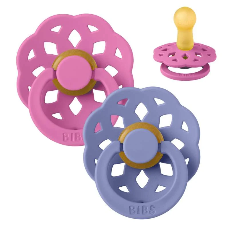 BIBS Round Boheme pacifier - 2-Pack - sz. 2 - natural rubber - Bubblegum/Peri