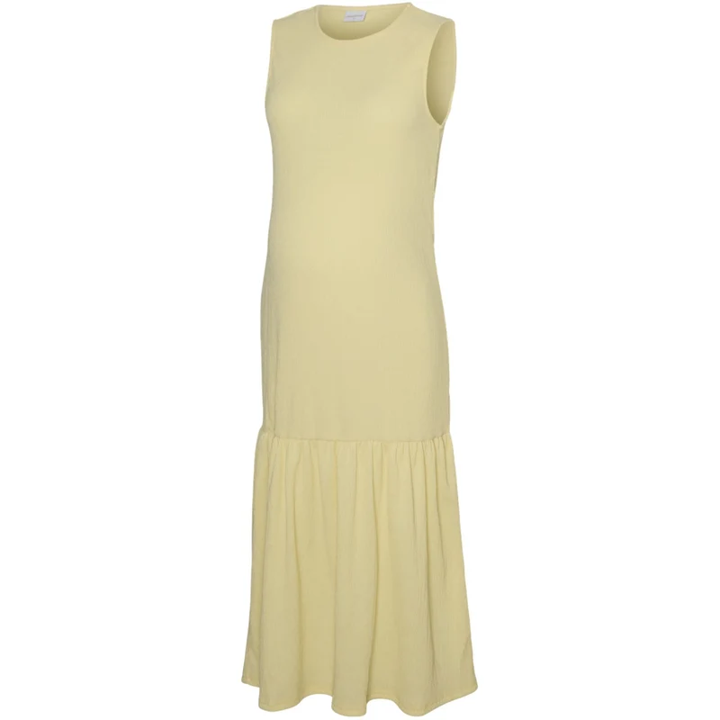 Mama;licious Mellow Yellow Mlcaileen Sl Jrs Peplum Midi Kjole
