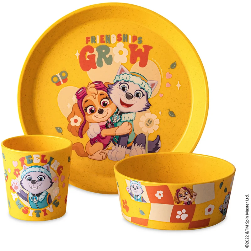 Koziol Organic Honey Yellow Small Tallerken + Skål + Kopp Connect Grow Paw Patrol