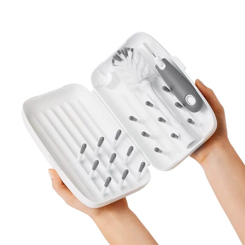 OXO Tot Travel Drying Rack & Brush-Grey