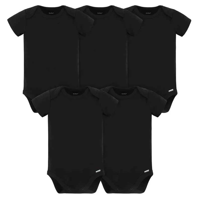 Gerber Childrenswear 5-Pack Baby Neutral Black Onesies Bodysuits