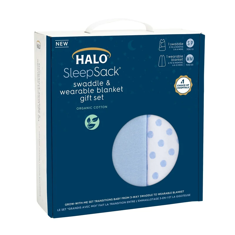 HALO 100% organic cotton 2pc gift set sleepsack swaddle & sleepsack