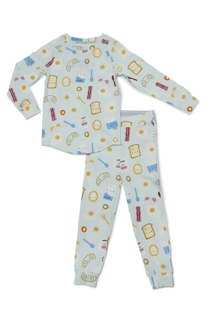 LOULOU LOLLIPOP 2-Pc Pajama Set In TENCEL Breakfast Blue