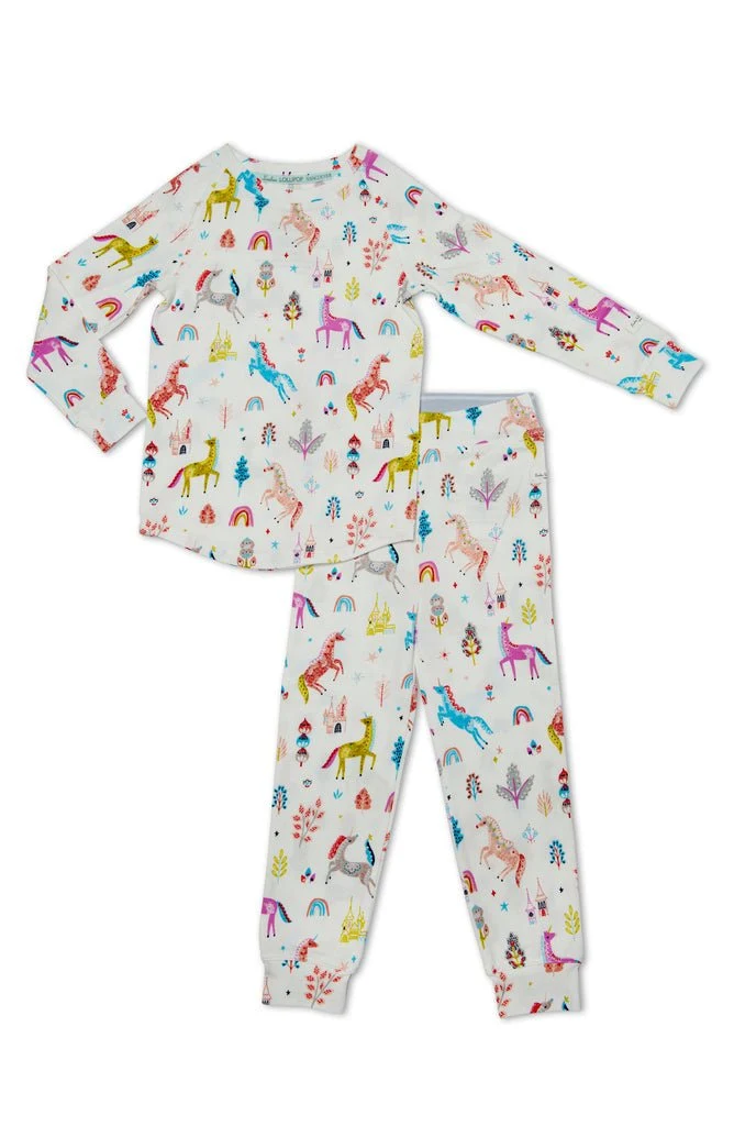 LOULOU LOLLIPOP 2-Pc Pajama Set In TENCEL Unicorn Dream